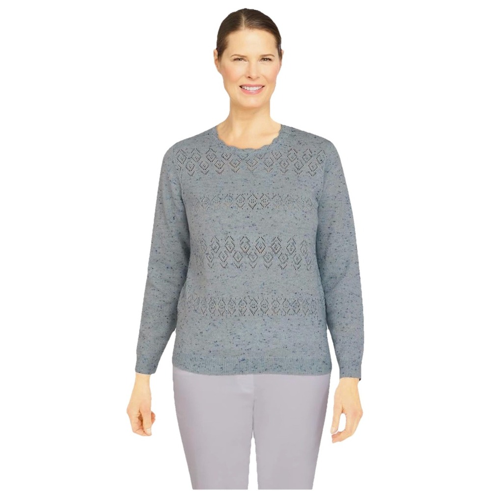 Alfred Dunner Women's Dove Blue Metallic Classic Cashmelon Sweater Size S Light